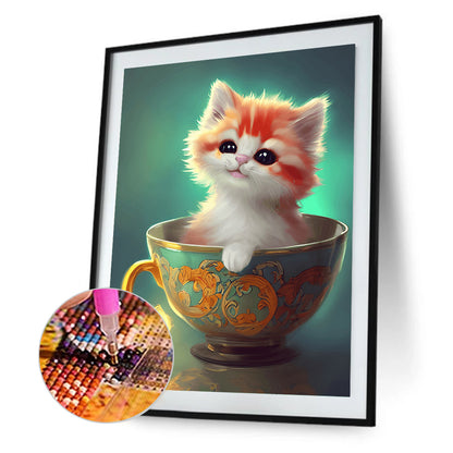 Teacup Small Animal Kitten - Full Round Drill Diamond Painting 30*40CM