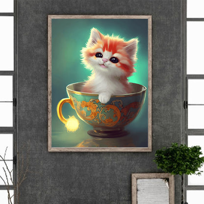 Teacup Small Animal Kitten - Full Round Drill Diamond Painting 30*40CM