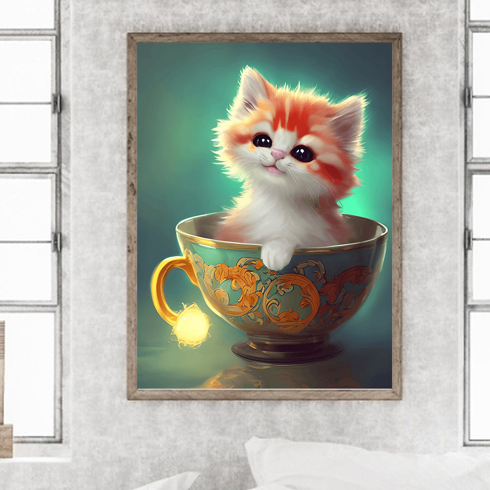 Teacup Small Animal Kitten - Full Round Drill Diamond Painting 30*40CM