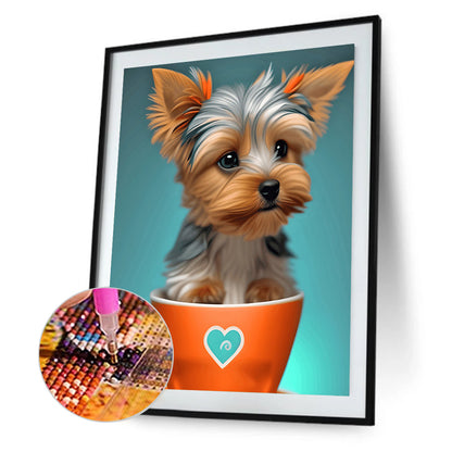 Teacup Small Animal Yorkshire Terrier Dog - Full Round Drill Diamond Painting 30*40CM