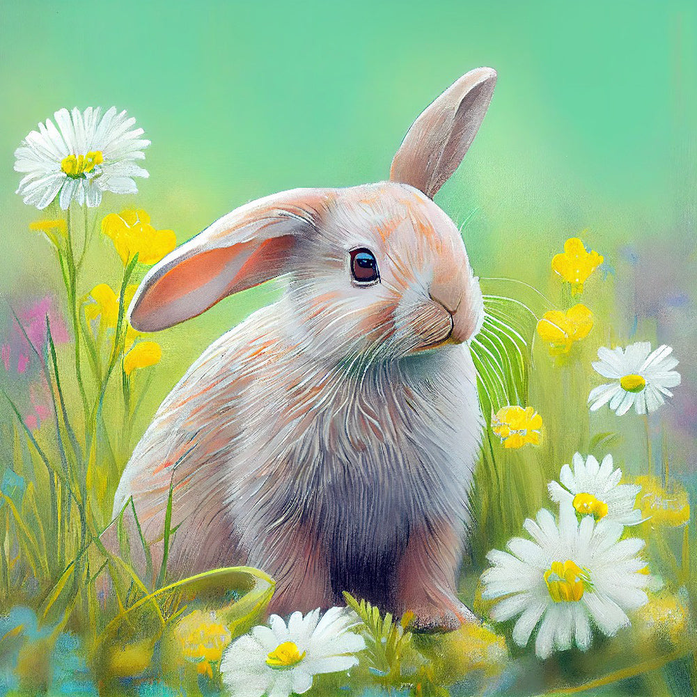 Rabbit In The Garden - Full Round Drill Diamond Painting 30*30CM