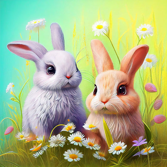 Rabbit In The Garden - Full Round Drill Diamond Painting 30*30CM