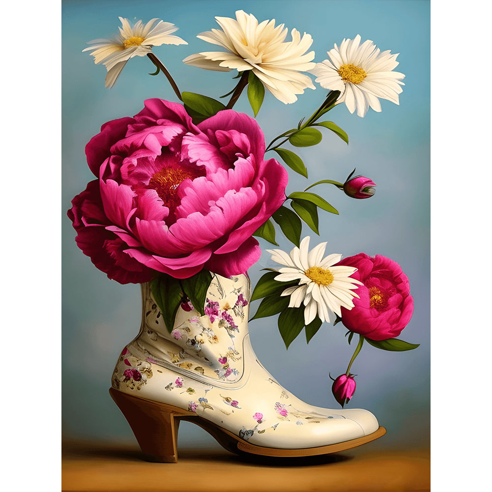 Wildflowers In Shoes - Full Round Drill Diamond Painting 30*40CM