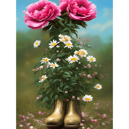 Wildflowers In Shoes - Full Round Drill Diamond Painting 30*40CM