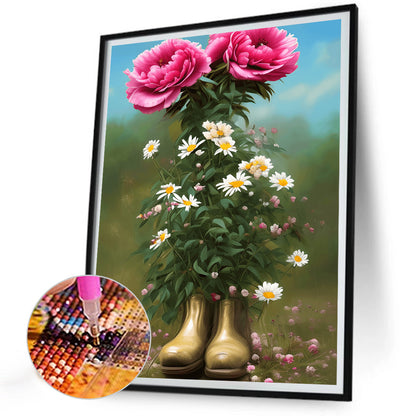 Wildflowers In Shoes - Full Round Drill Diamond Painting 30*40CM