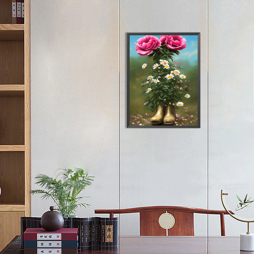 Wildflowers In Shoes - Full Round Drill Diamond Painting 30*40CM