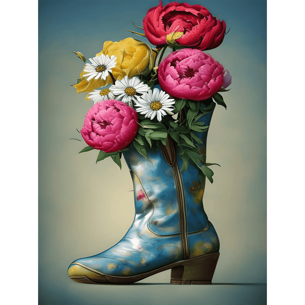 Wildflowers In Shoes - Full Round Drill Diamond Painting 30*40CM