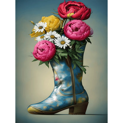 Wildflowers In Shoes - Full Round Drill Diamond Painting 30*40CM