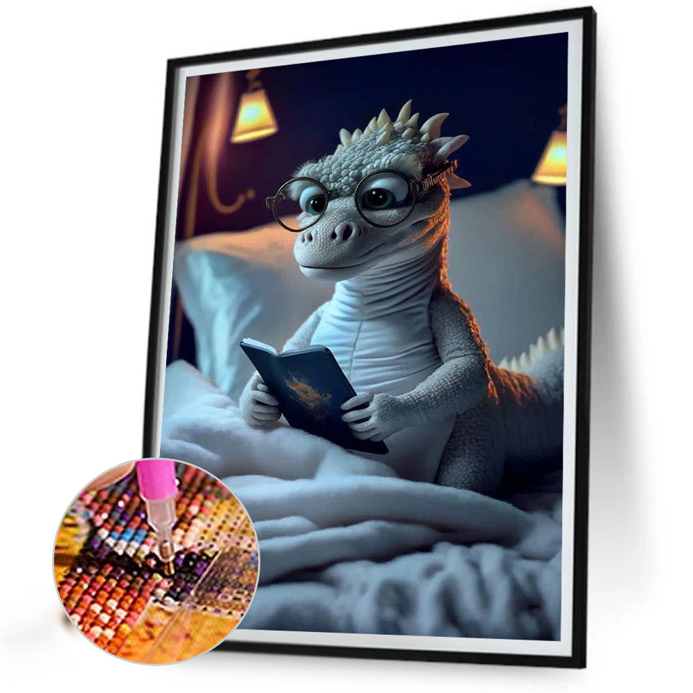 Crocodile Reading - Full Round Drill Diamond Painting 30*40CM