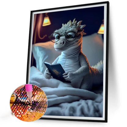 Crocodile Reading - Full Round Drill Diamond Painting 30*40CM