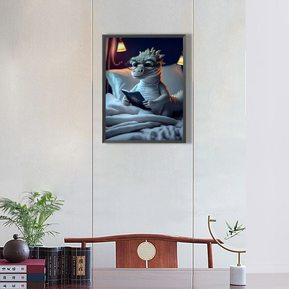 Crocodile Reading - Full Round Drill Diamond Painting 30*40CM