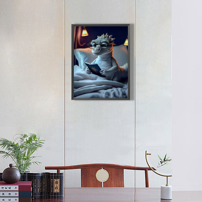 Crocodile Reading - Full Round Drill Diamond Painting 30*40CM