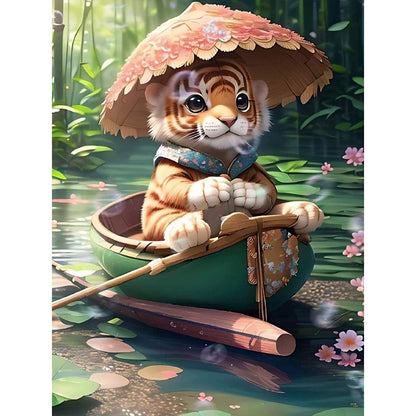 Little Tiger Rowing - Full Round Drill Diamond Painting 30*40CM