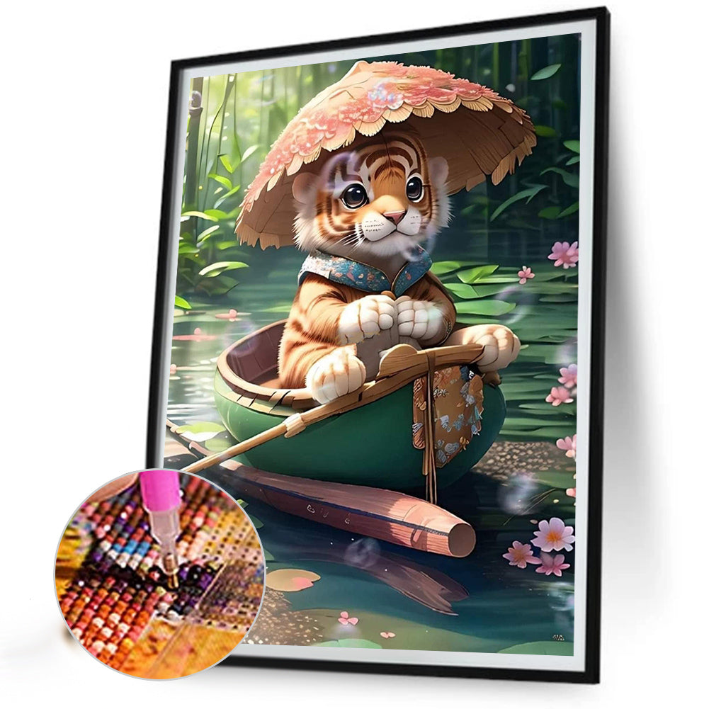 Little Tiger Rowing - Full Round Drill Diamond Painting 30*40CM