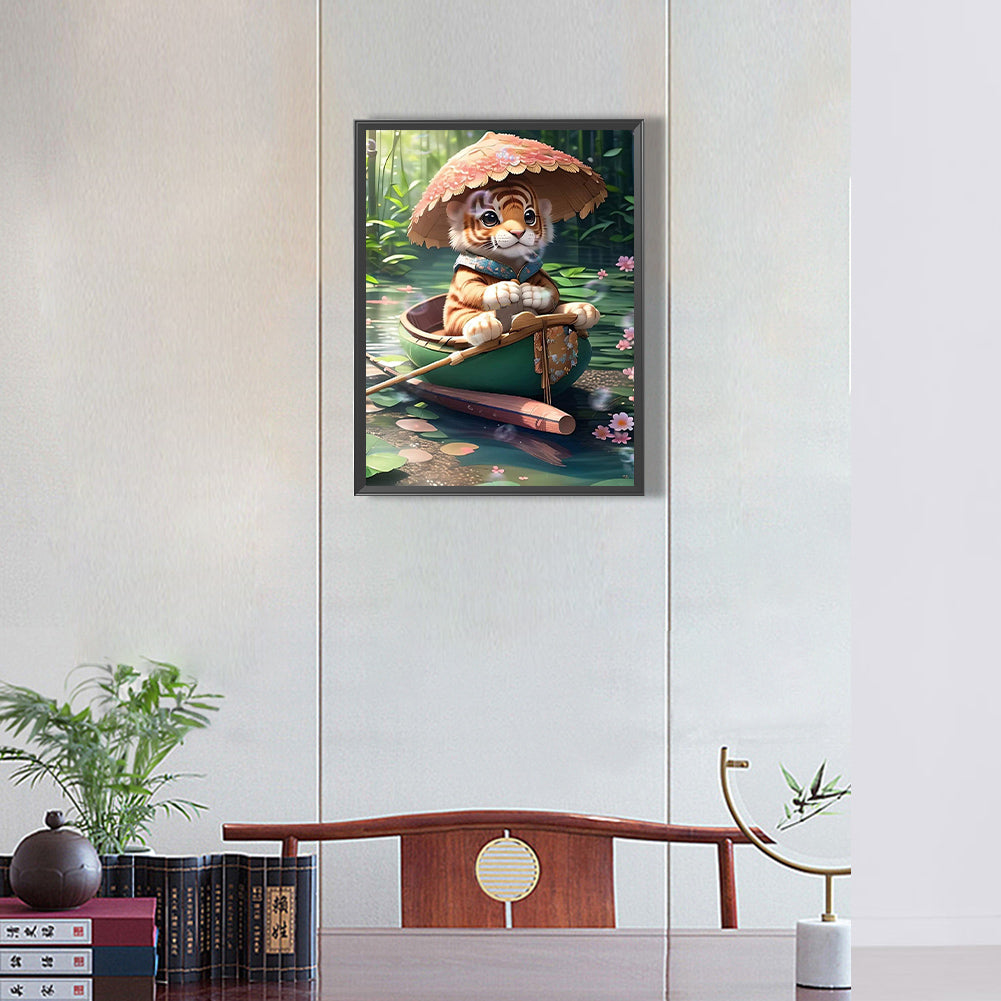 Little Tiger Rowing - Full Round Drill Diamond Painting 30*40CM