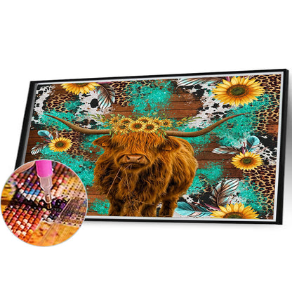 Yak And Feather Sunflower - Full Round Drill Diamond Painting 40*30CM