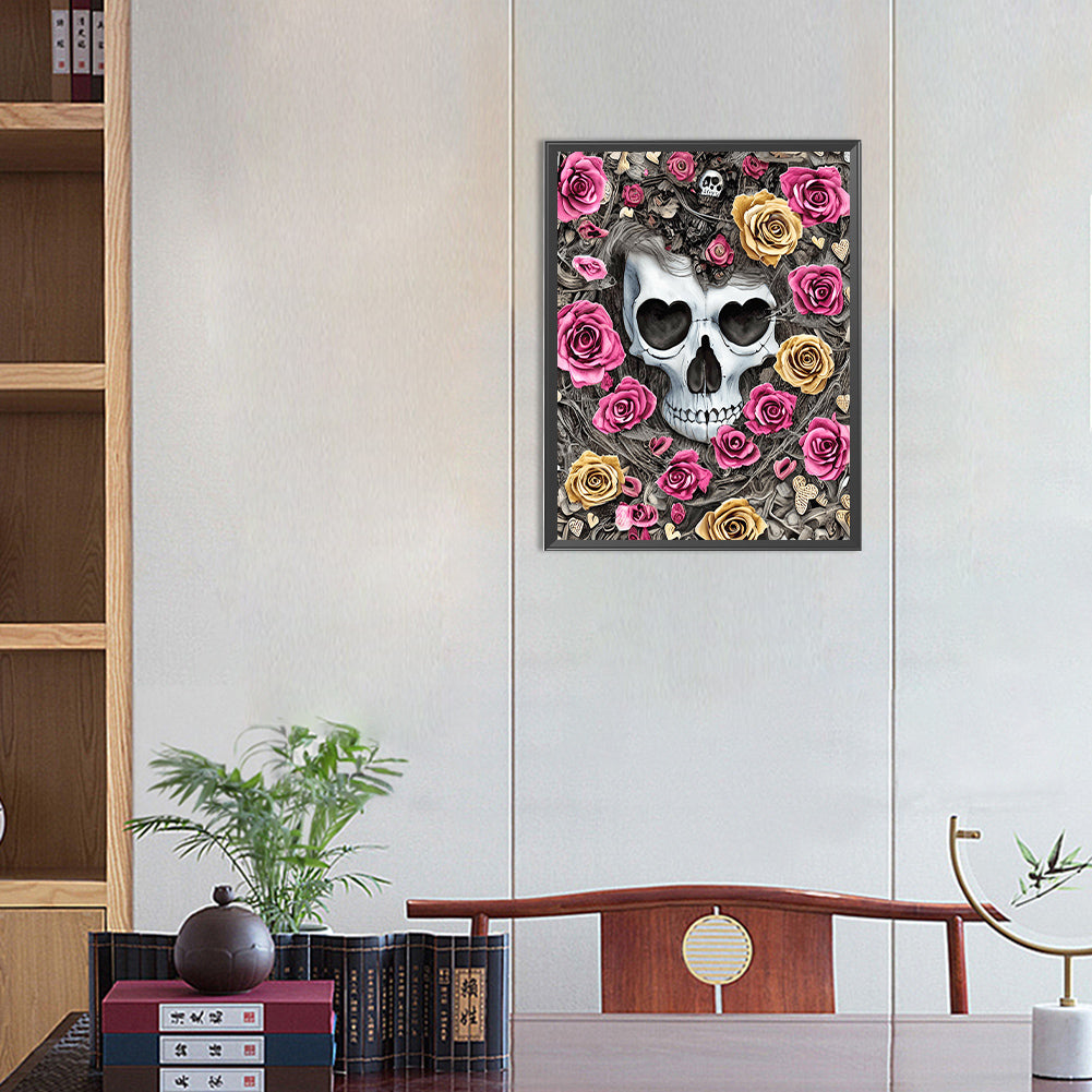Rose Skull - Full Round Drill Diamond Painting 30*40CM