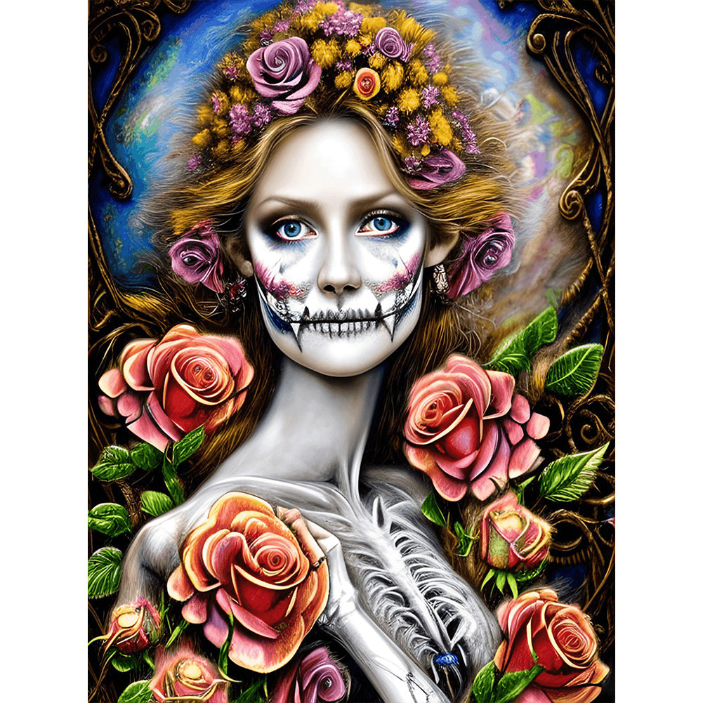 Rose Skull - Full Round Drill Diamond Painting 30*40CM