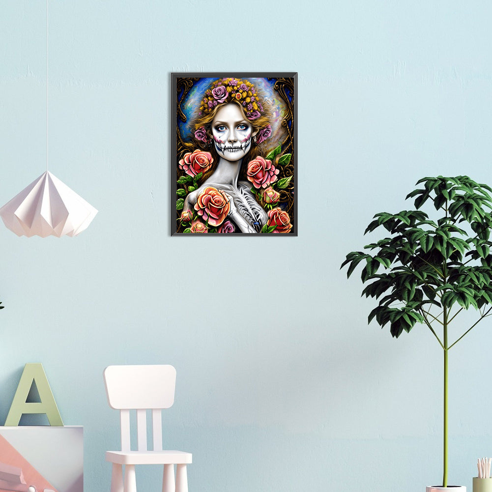 Rose Skull - Full Round Drill Diamond Painting 30*40CM