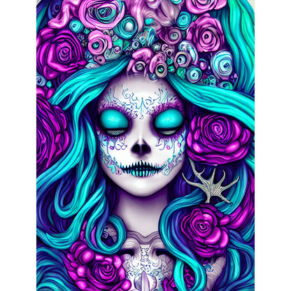 Rose Skull - Full Round Drill Diamond Painting 30*40CM