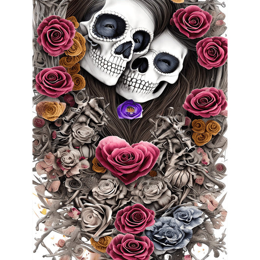 Rose Skull - Full Round Drill Diamond Painting 30*40CM