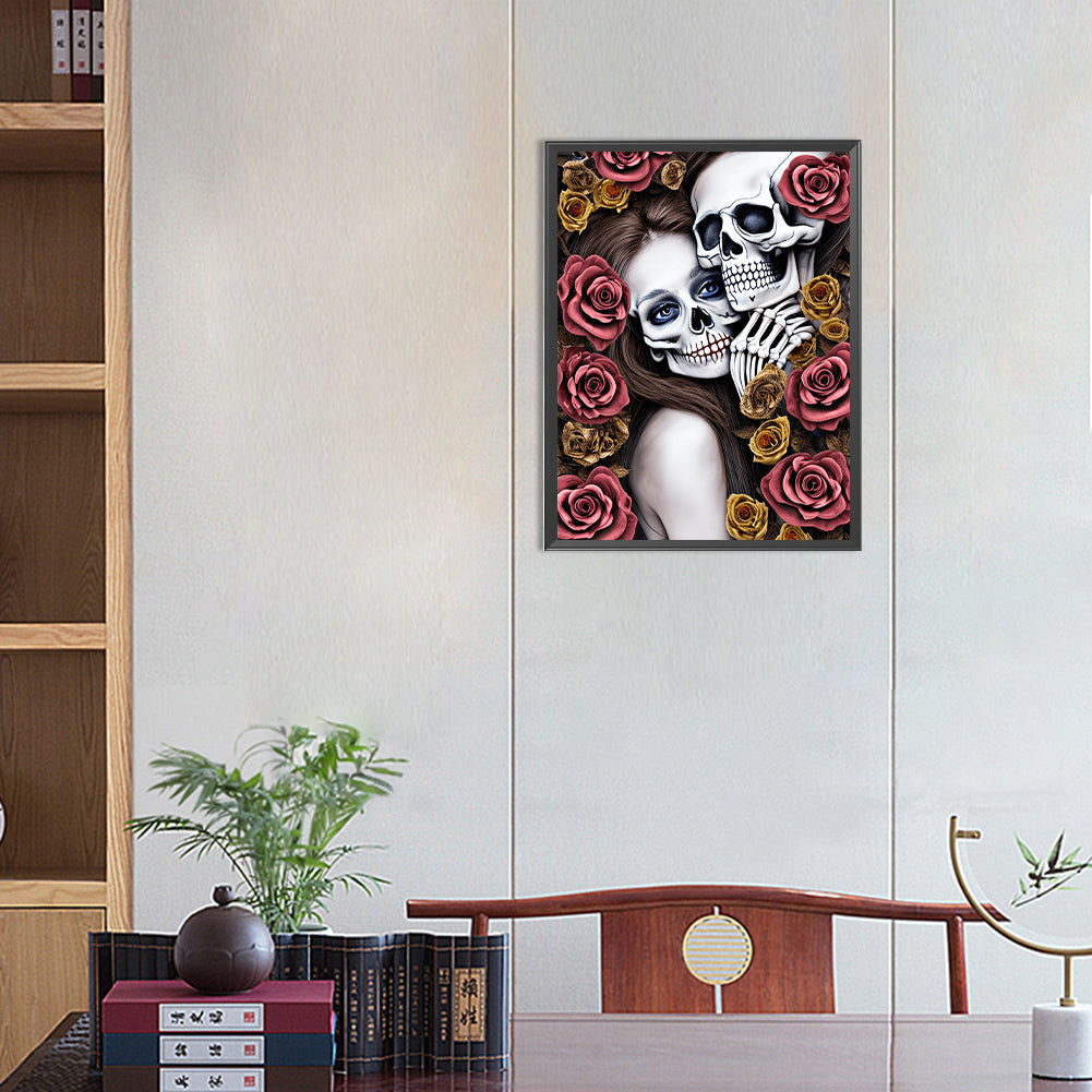 Rose Skull - Full Round Drill Diamond Painting 30*40CM