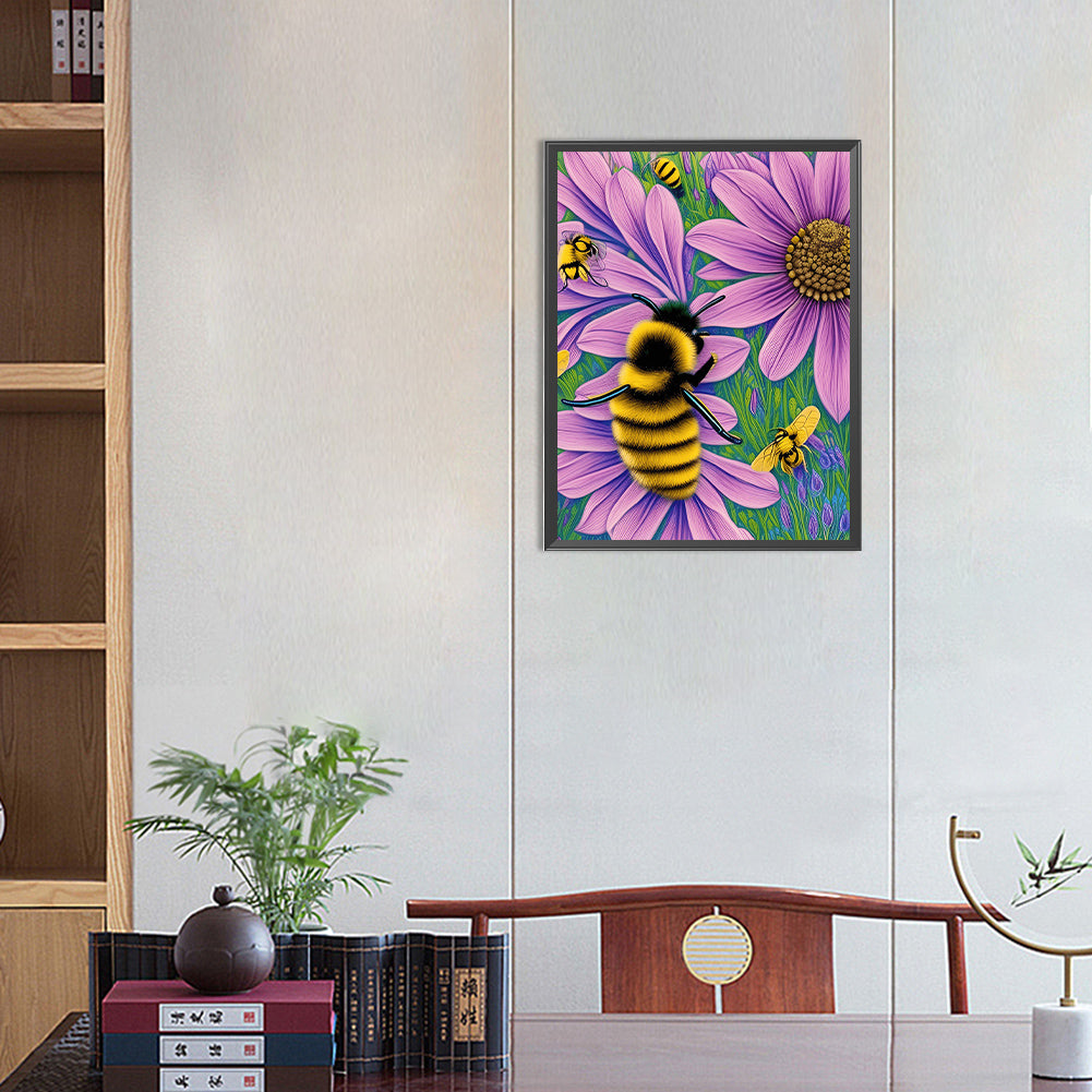 Hardworking Bee - Full Round Drill Diamond Painting 30*40CM
