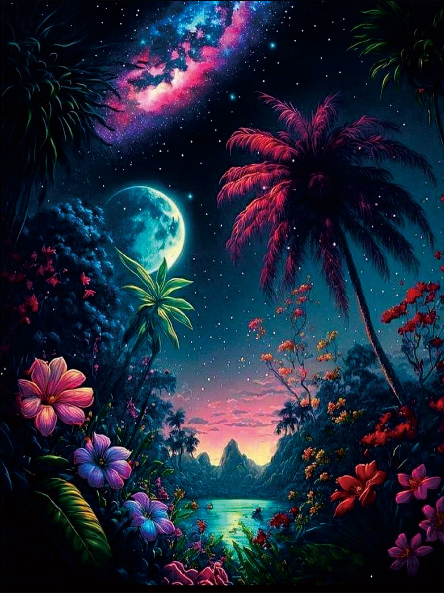 Lake Night View - Full Round Drill Diamond Painting 40*50CM