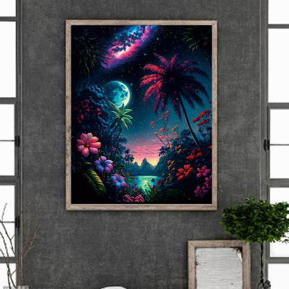 Lake Night View - Full Round Drill Diamond Painting 40*50CM