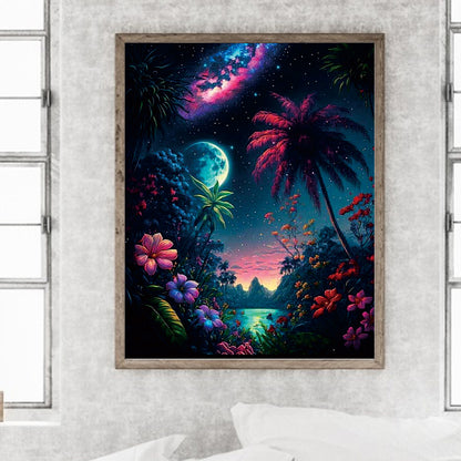 Lake Night View - Full Round Drill Diamond Painting 40*50CM