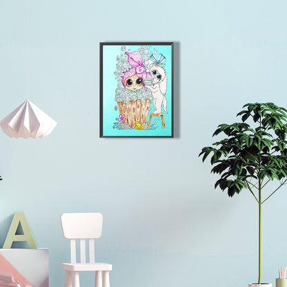 Girl With Puppy - Full Round Drill Diamond Painting 30*40CM