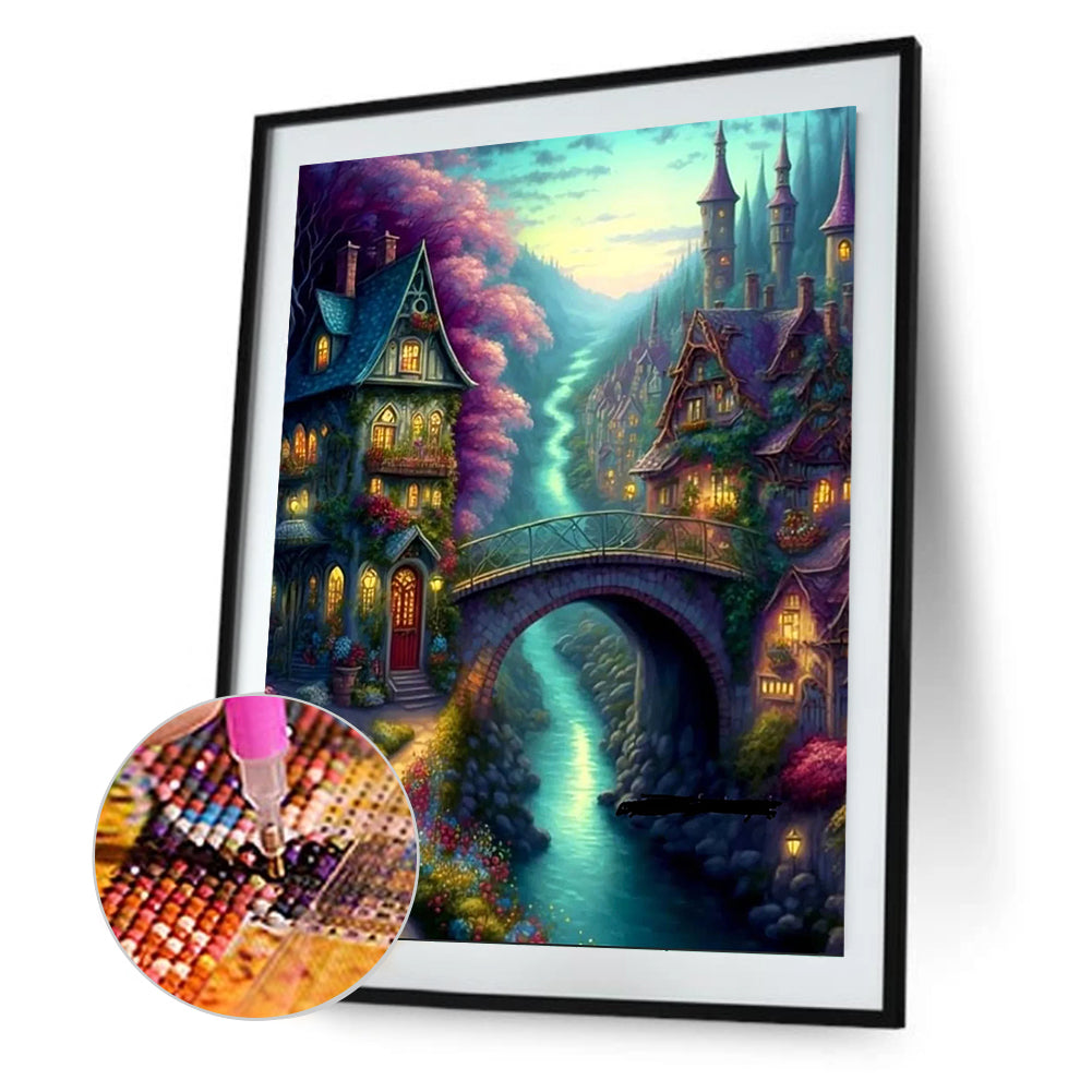 Small Bridge House - Full Round Drill Diamond Painting 40*50CM