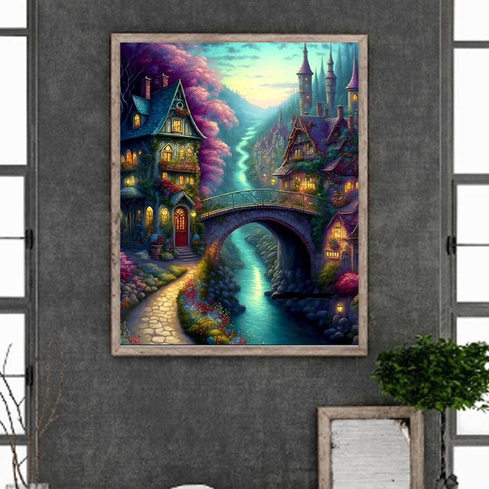 Small Bridge House - Full Round Drill Diamond Painting 40*50CM