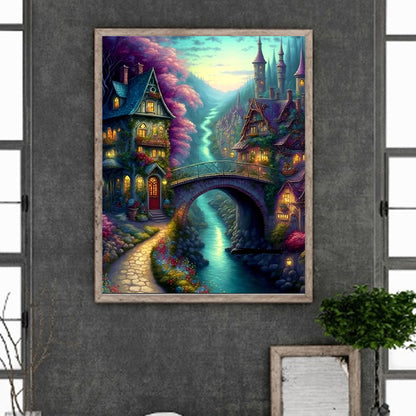 Small Bridge House - Full Round Drill Diamond Painting 40*50CM