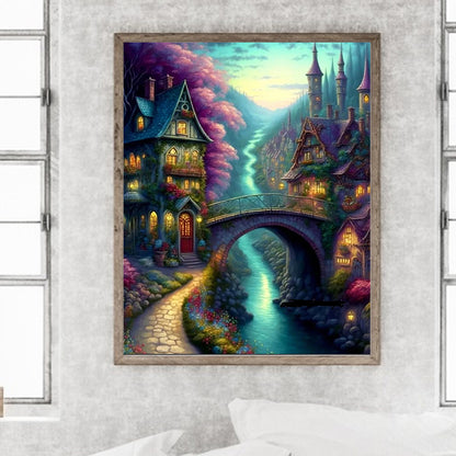 Small Bridge House - Full Round Drill Diamond Painting 40*50CM