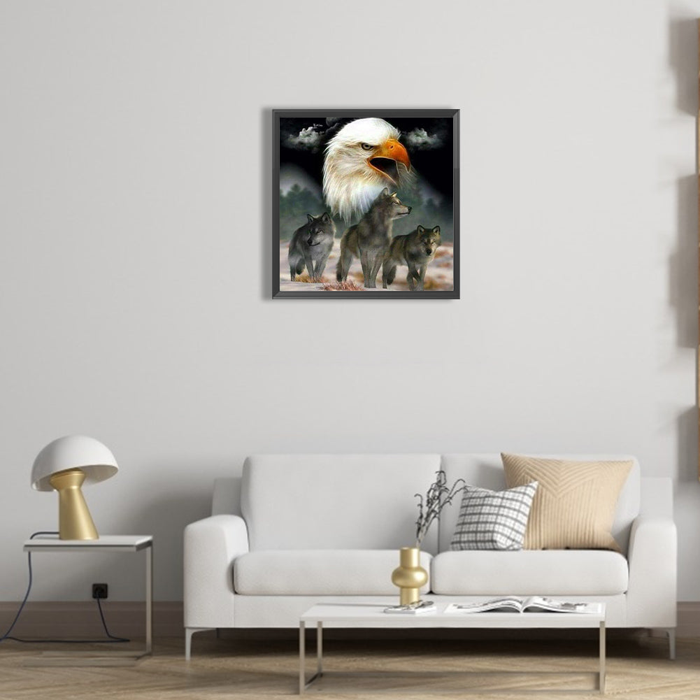 Night Sky Wolf And Eagle - Full Round Drill Diamond Painting 40*40CM