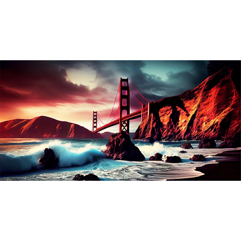 Golden Gate Bridge - Full Round Drill Diamond Painting 80*40CM