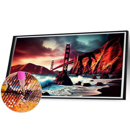 Golden Gate Bridge - Full Round Drill Diamond Painting 80*40CM