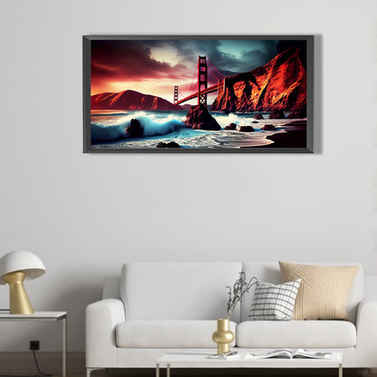 Golden Gate Bridge - Full Round Drill Diamond Painting 80*40CM