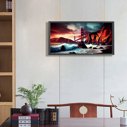 Golden Gate Bridge - Full Round Drill Diamond Painting 80*40CM