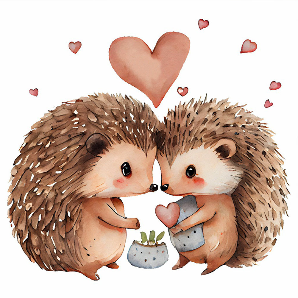 Love Hedgehog - Full Round Drill Diamond Painting 30*30CM