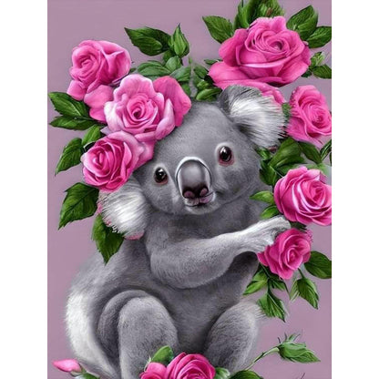 Koala With Flowers - Full Round Drill Diamond Painting 30*40CM