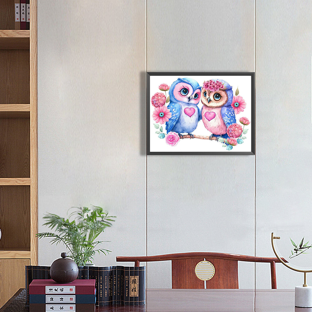 Owl - Full Round Drill Diamond Painting 40*30CM
