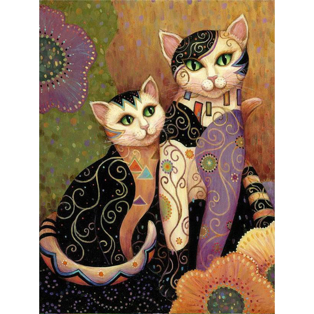 Retro Art Cat - Full Round Drill Diamond Painting 30*40CM