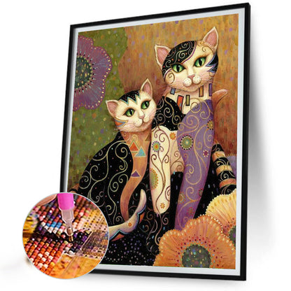 Retro Art Cat - Full Round Drill Diamond Painting 30*40CM