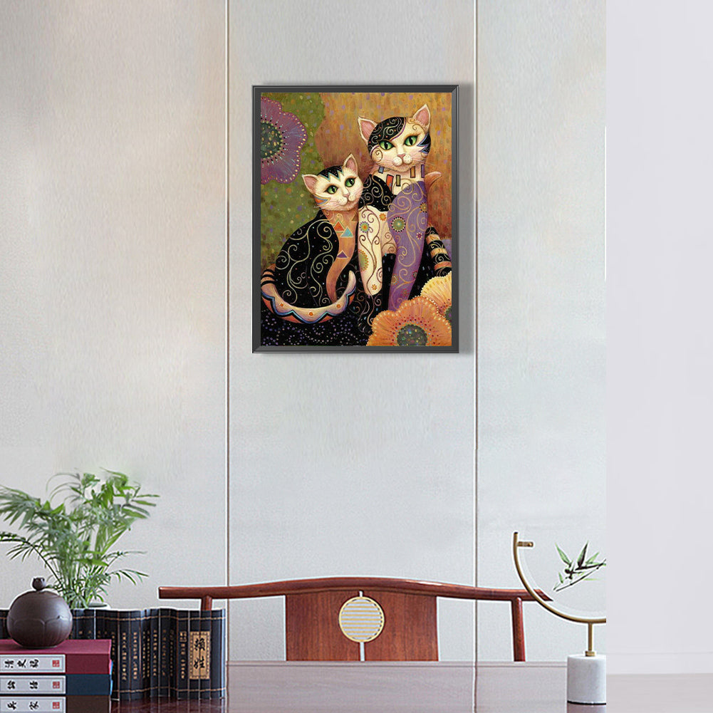 Retro Art Cat - Full Round Drill Diamond Painting 30*40CM