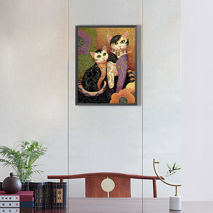 Retro Art Cat - Full Round Drill Diamond Painting 30*40CM