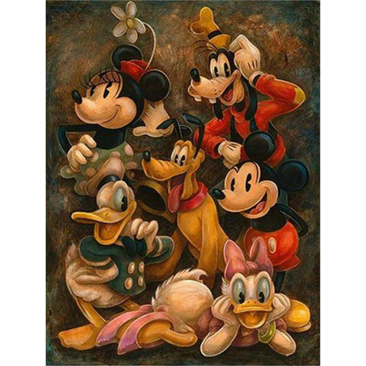 A Photo Of Mickey Mouse And His Friends - Full Round Drill Diamond Painting 30*40CM