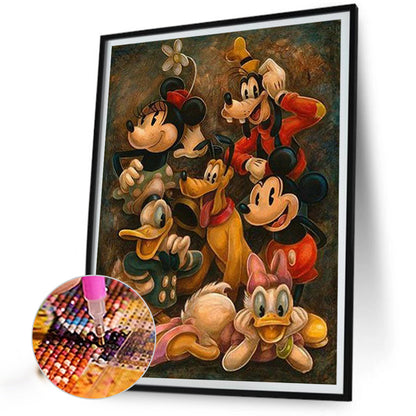 A Photo Of Mickey Mouse And His Friends - Full Round Drill Diamond Painting 30*40CM