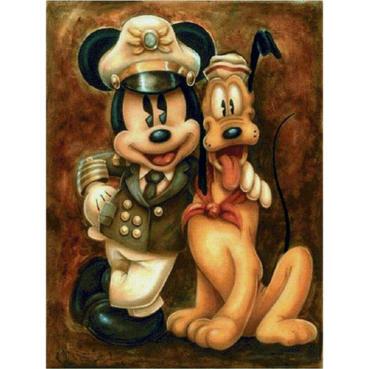 Mickey Mouse And Pluto - Full Round Drill Diamond Painting 30*40CM